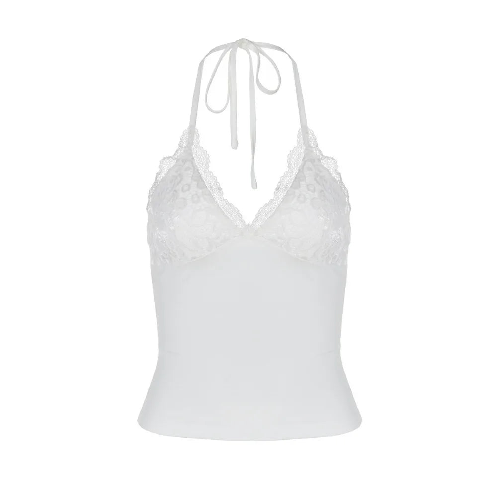 Black Lace Halter Top