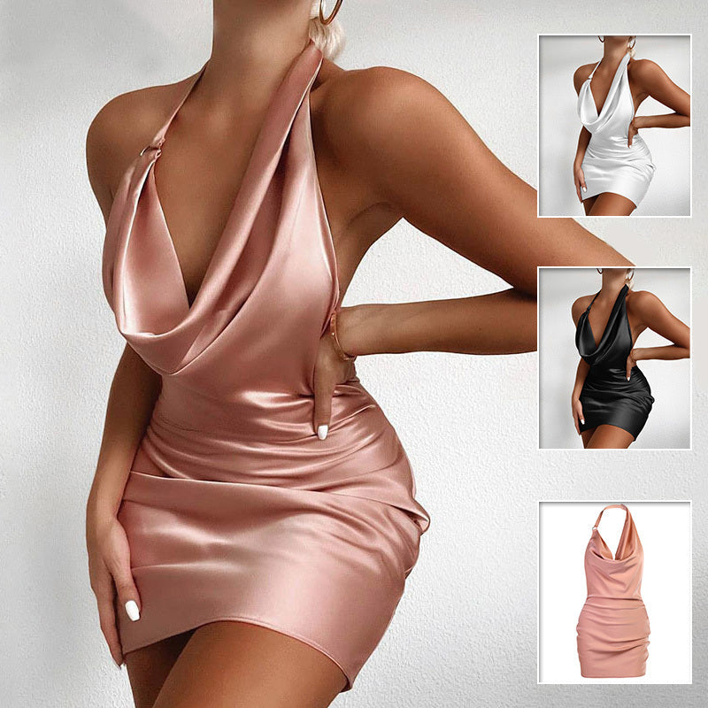 V Neck Backless Mini Dress