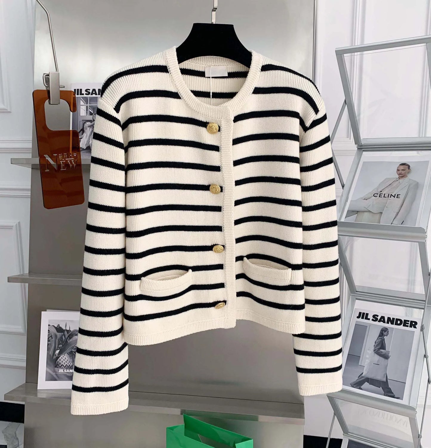 Women Stripe Knitted Cardigan