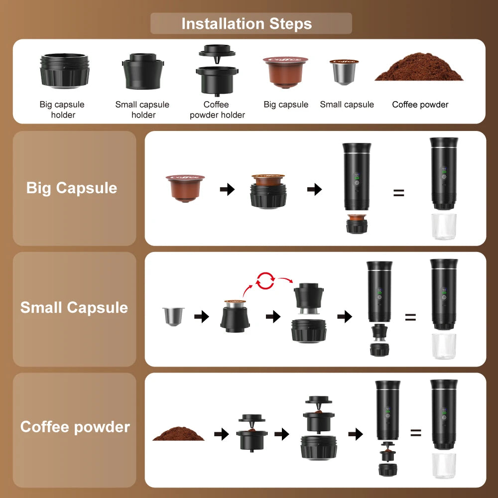Portable Espresso Coffee 3-in-1 Machine